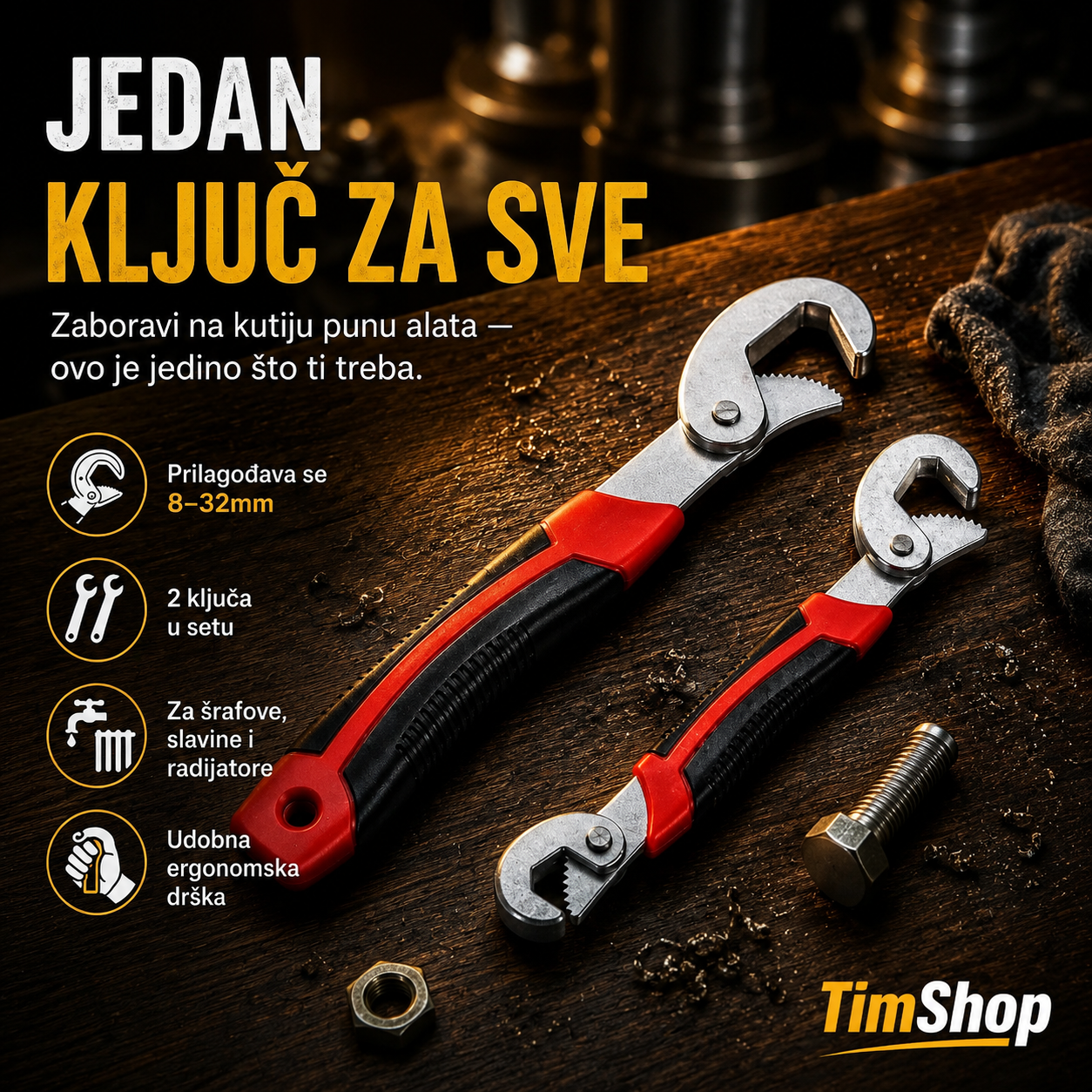 Set Univerzalnih Ključeva 2u1 – Profesionalni Podesivi Ključevi za Sve Vrste Matica