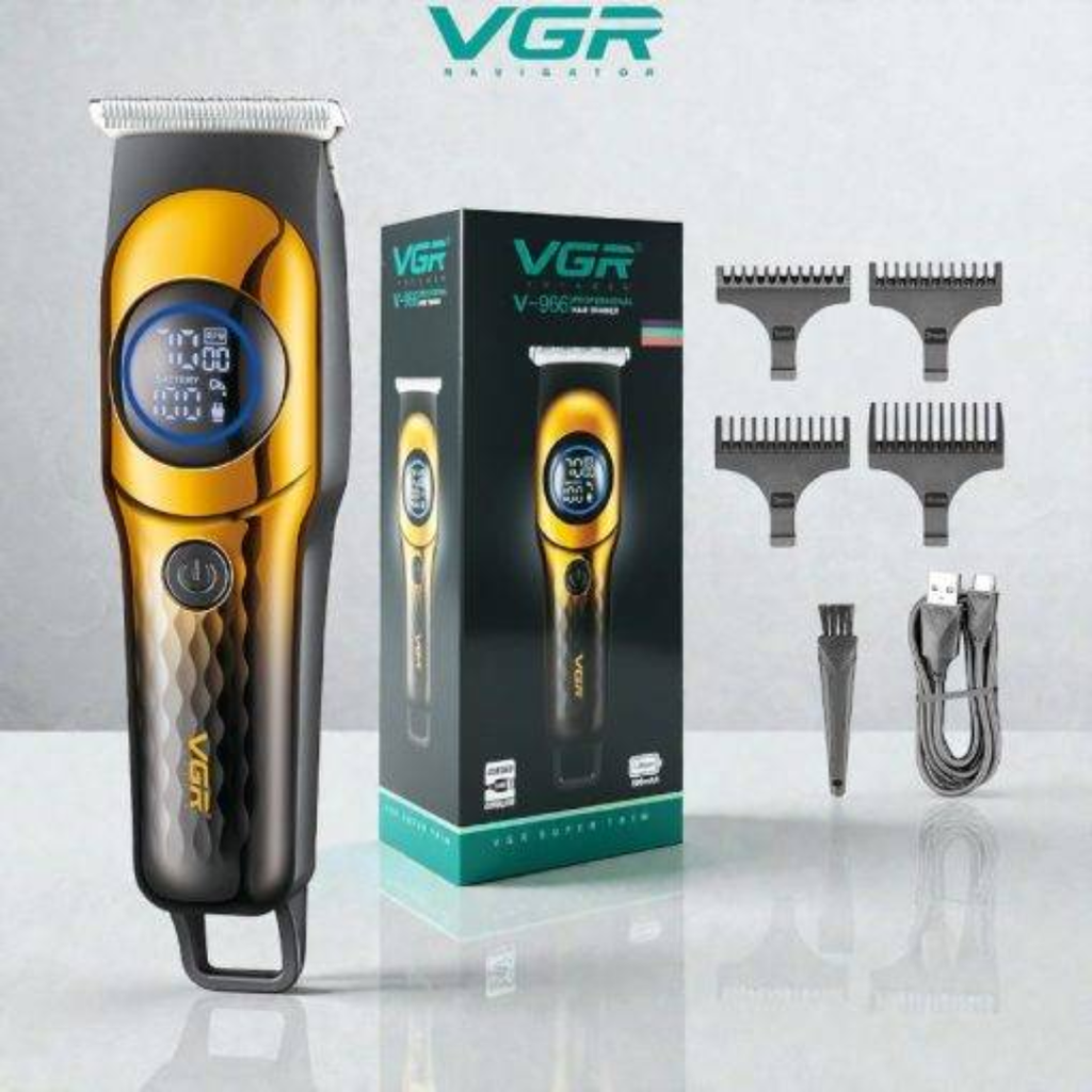 VGR V-966 Profesionalni Trimer za Kosu i Bradu - LED Ekran, T-Sečivo, Bežični sa 4 Češlja
