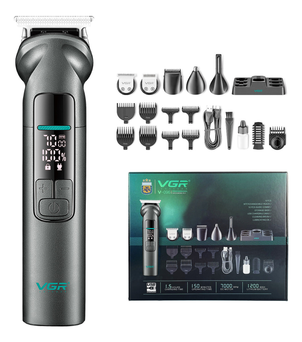 VGR V-096 IPX7 Grooming Kit 14u1 – Profesionalni Trimer sa Digitalnim Displejom i Postoljem
