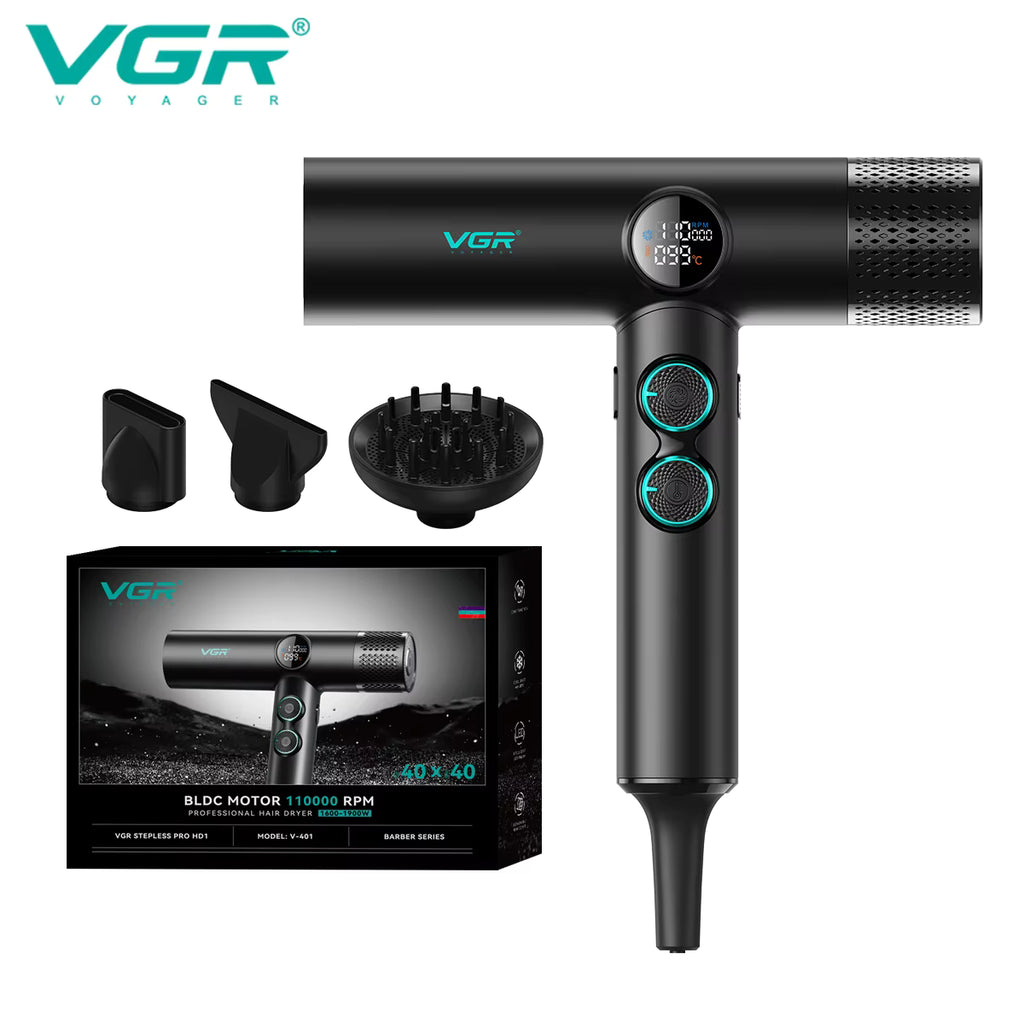 VGR V-401 Profesionalni Fen za Kosu – 110.000 RPM | Negativni Joni + Brzo Sušenje | Hladno Duvanje