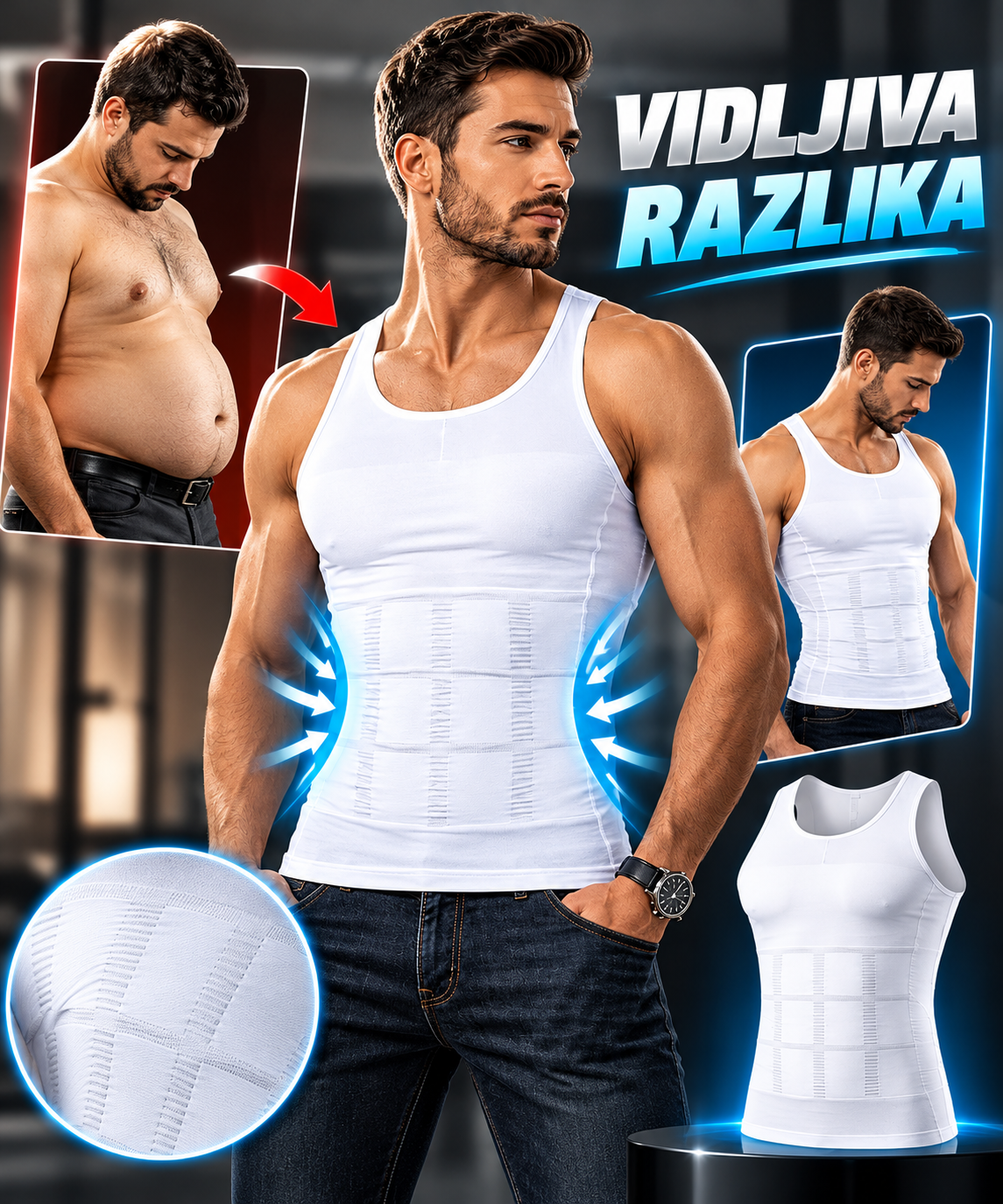 Slim n Lift Muški Steznik – Stežuća Majica za Oblikovanje Torza