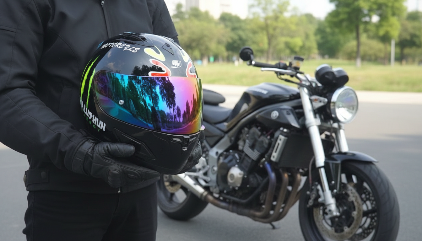 Full Face Kaciga za Motor sa Tamnim Vizirom – Zaštitna Moto Kaciga za Motocikl i Skuter
