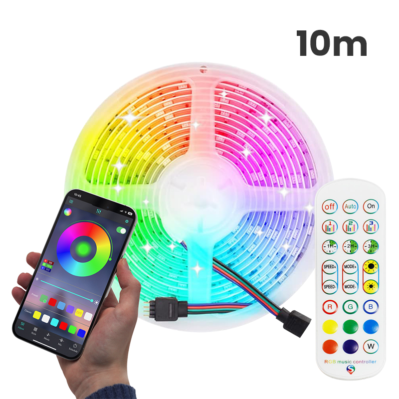 Rgb led traka 10m sa napajanjem, daljinskim, wifi / bluetooth kontrolom