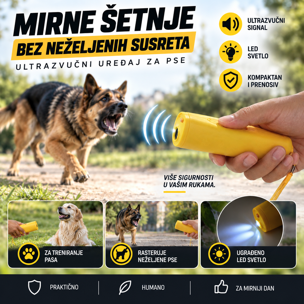 Ultrasonični uređaj za treniranje pasa i rasterivač pasa