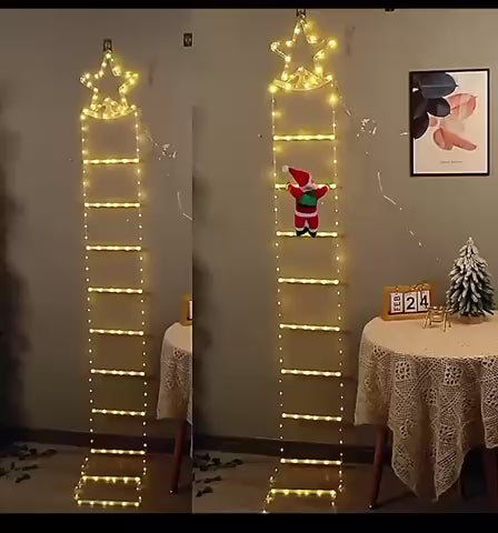 Božićna LED dekoracija Deda Mraz na merdevinama 